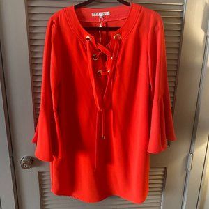 Trina Turk Red Splendid Bell-sleeve Mini Cocktail Dress Size 10